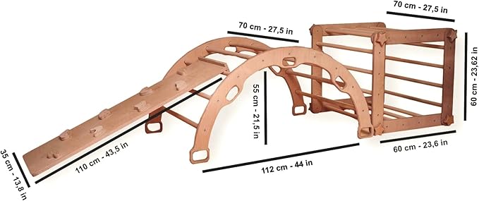 Montessori Climbing Cube and Triangle for Kids | Foldable Climbing Set | Indoor Activity Cube | Climbing Set with Cube and Triangle for Toddler | Foldable Wooden Jungle Gym (CUBE+ARCH+RAMP R)