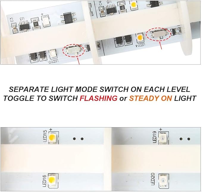 Led Signal Tower Stack Lights, Industrial Signal Warning Column Tower Lamp Andon Lights with Rotatable Base, Steady Flashing Light Switchable,12V 24V DC(1-Layer, with Buzzer)