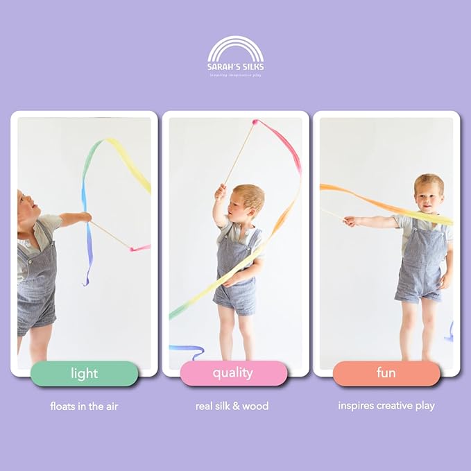 Sarah's Silks Pink Rainbow Streamer | Ribbon Dancer Toy