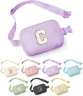 YOOLIFE Gifts for Girls - Crossbody Belt Bag, Personalized Communion & Birthday Gift, Purple Initial Sling Bag
