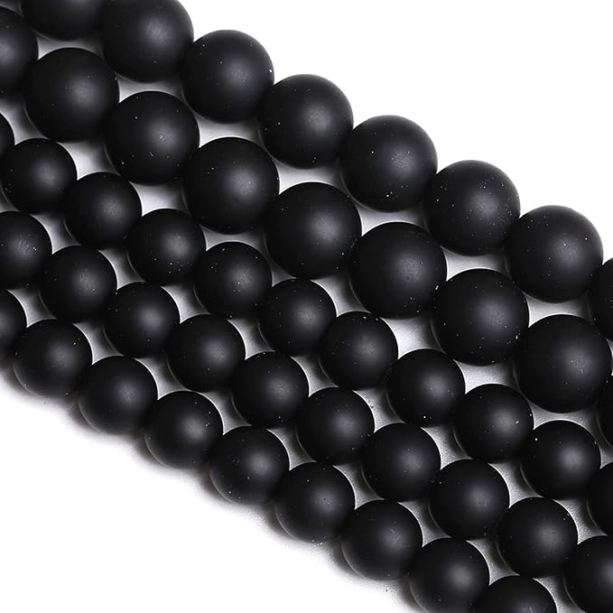 4MM 86PCS Natural Stone Matte Black Agate Loose Beads for Jewelry Making DIY Bracelet Necklace