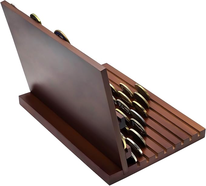 PiaoHao Challenge Coin Display Stand Military Coin Holder Wooden Rack Holds 80 Coins (Red)