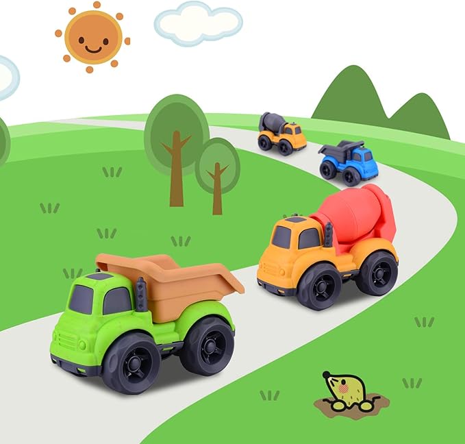Dump Truck Toys for 3 Year Old Boys, BPA Free, Phthalates Free, PVC, Dump Truck, Mixer Cement, Easter Christmas Birthday Gifts for 2 3 4 Year Boy Girl. Dishwasher Safe,Recycled Plastic (green)