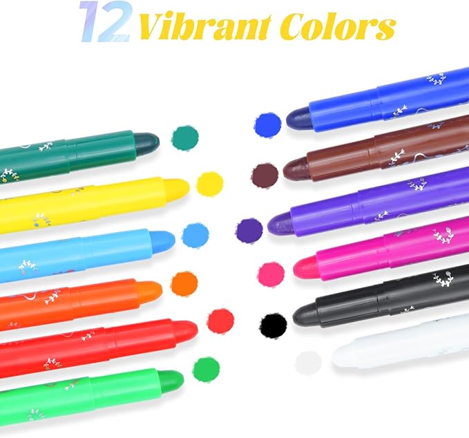 M&G 12 Colors Tempera Paint Sticks,Solid Tempera Paints, Washable Paint, Quick-Drying, No Mess for Kids and Toddlers,Art Gifts for Your Kids and Artists