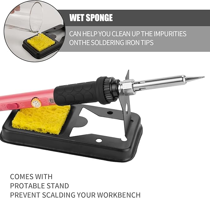 Soldering Iron Kit, 60W Soldering Iron with Ceramic Heater, 5-in-1 Adjustable Temperature Soldering Welding Iron Kit for any Hobby Enthusiast
