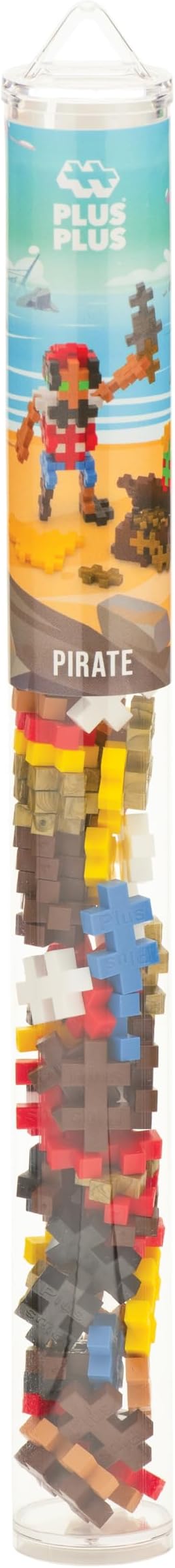 PLUS PLUS 3D Figure Building Block Set, Fun Stem Toys for Kids, 70 Interlocking Pieces - Pirate Mini Maker Tube