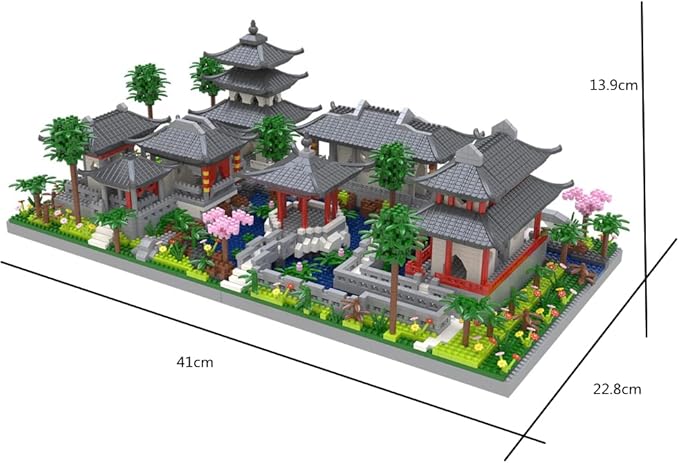 Architecture Chinese Style of Suzhou Garden,Set 2 Center of Courtyard,Micro Block,Classical Famous Building Block Set,Asian Cultures,3888 PCS for Adults and Teens