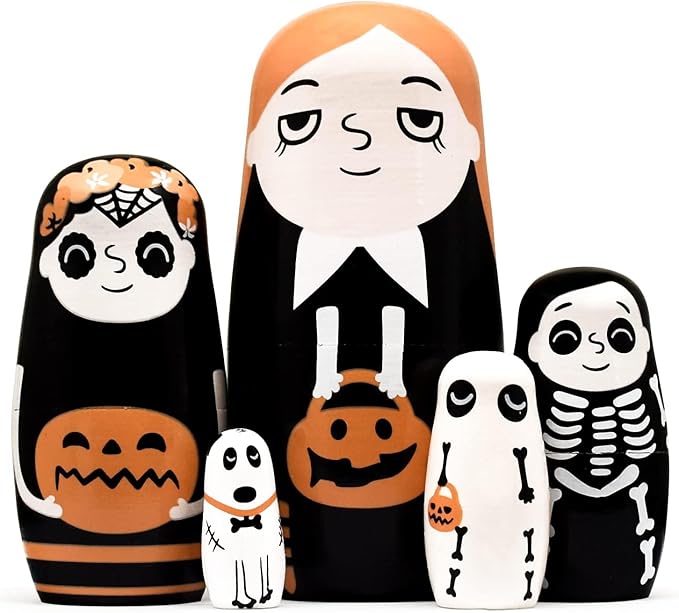 HYCLES Nesting Dolls Russian Matryoshka Wood Stacking Nested Set for Kids Handmade Toys for Children Kids Christmas Birthday Decoration Halloween Wishing Gift