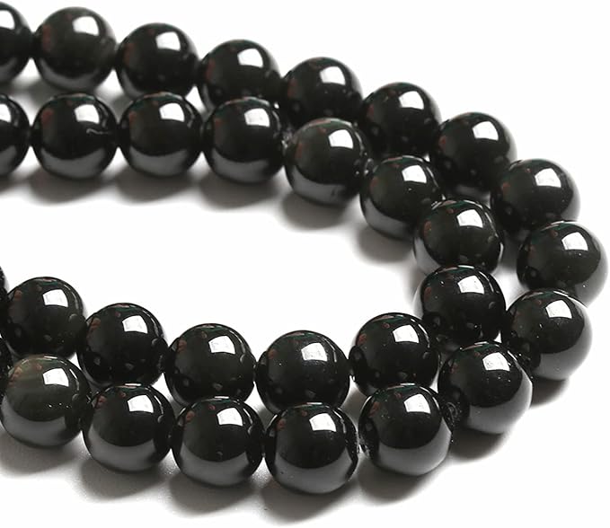 4MM 86PCS Natural Stone Black Obsidian Gemstone Loose Beads for Jewelry Making DIY Bracelet 1 Strand