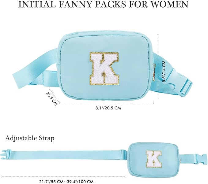 YOOLIFE Birthday Gifts for 4 5 6 7 8 9 10 11 12 13 14 Year Old Girls - Initial Fanny Pack Belt Bag Purse for Girls Teens Daughter Sister Niece, Personalized Trendy Stuff for Teen Girl Kids | Blue W