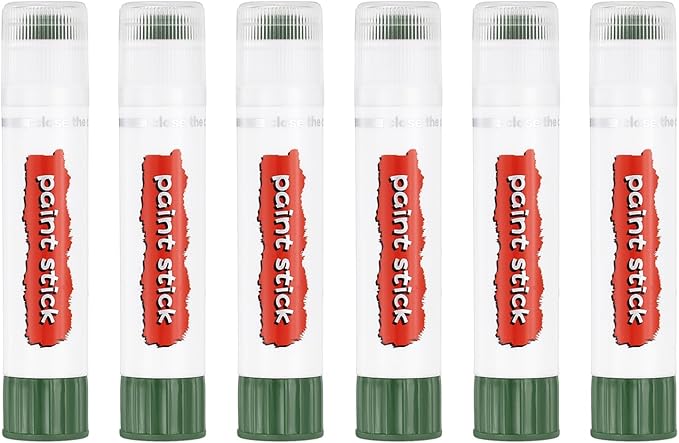 PATIKIL Tempera Paint Sticks, 6 Pcs Solid Tempera Paints Sticks Washable Bulk Markers Pen Quick Drying for Artists Beginners Art Supplies, Olive Green