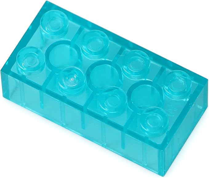 Feleph 100pcs 2x4 Bricks Trans-Light Blue Pieces Parts Building kit Creative Play Set Blocks Basic Toy Accessories Compatible with 3001 Major Brands