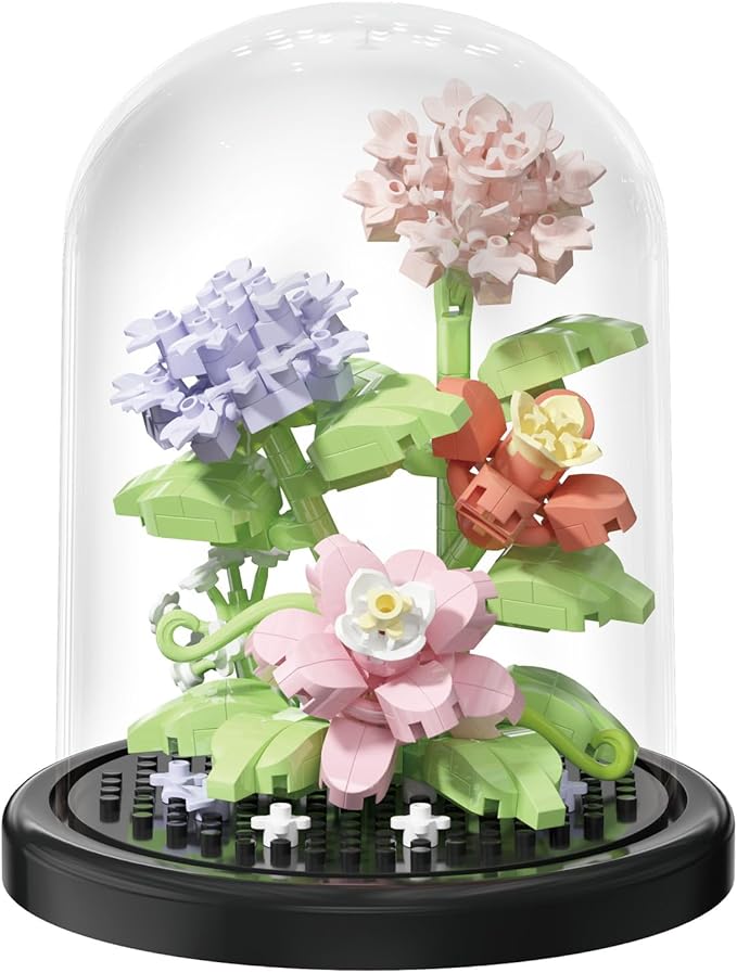 Spring Blossoms Home Bouquets Dust Cover Set Building Toy Creative Assembly Bonsai Tree, Ideal for Valentine's Anniversaries Birthday