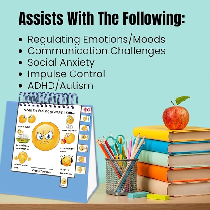 Thought-Spot I Know What to Do Flipbook Emotions Chart for Kids Autism Learning Materials Feelings Chart to Identify Feelings and Make Positive Choices Emotions Wheel Calm Down Corner Supplies