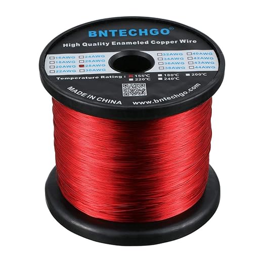 BNTECHGO 28 AWG Magnet Wire - Enameled Copper Wire - Enameled Magnet Winding Wire - 5 lb - 0.0122" Diameter 1 Spool Coil Red Temperature Rating 155℃ Widely Used for Transformers Inductors