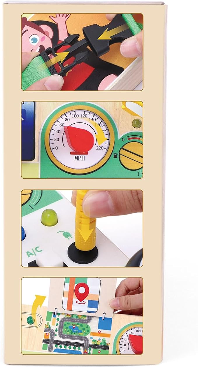 Hoarosall Busy Board,Montessori Toys for 1+ Year Old Boys & Girls,Travel Activities for Toddlers,Sensory Toy for Kids with Autism,Perfect Christmas Birthday Gift Ideal (Busy Board v6)