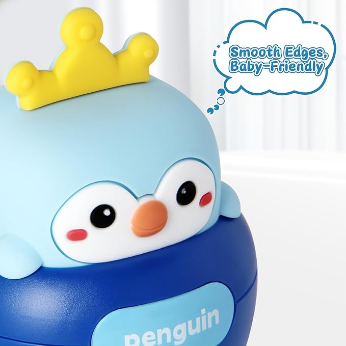 Baby Penguin Wobble Toys, Infant Roly-Poly Tumbler Musical Wobbler, Babies Sensory Development & Teething Toy for Newborn 3-12 Month Baby Toddler Boys and Girls Gifts