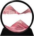Aoderun Moving Sand Art Picture Round Glass 3D Deep Sea Sandscape in Motion Display Flowing Sand Frame Relaxing Desktop Home Office Work Decor (12", Pink)