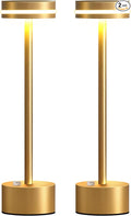 PUSU Cordless Table Lamp Set of 2, Battery Powered LED Desk Lamp Portable Table Lights 3-Level Brightness Touch Control, Lighting for Home Office Bedroom Hotel Restaurant Outdoor Night Light(Gold)