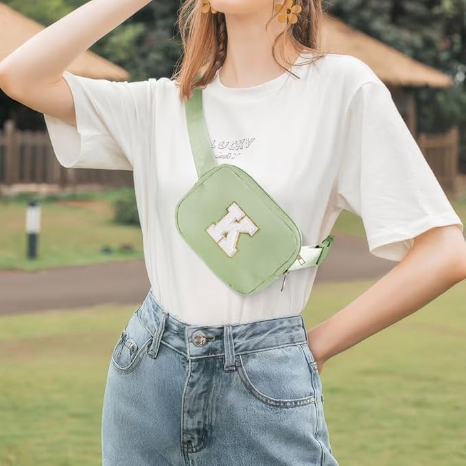 YOOLIFE Bridesmaid Gifts - Bridal Shower & Bachelorette Party Decorations, Green Initial Crossbody Bag