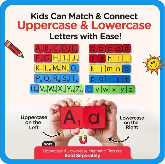Learn Your Lowercase! Self-Correcting Magnetic Alphabet Lowercase Letters – Helps Young Learners Learn The Basics and More – Educational Toy Set of Magnetic Letters for Early Learning