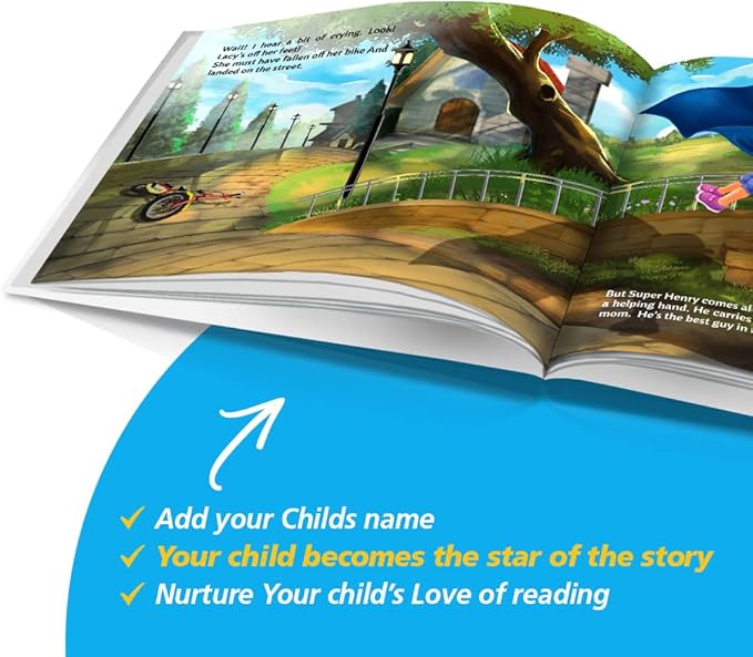 Dinkleboo Personalized Story The Superhero - for Kids Aged 0 to 8 Years Old - Every child can be a superhero in this super cute rhyming story! - Soft Cover (8"x 8")