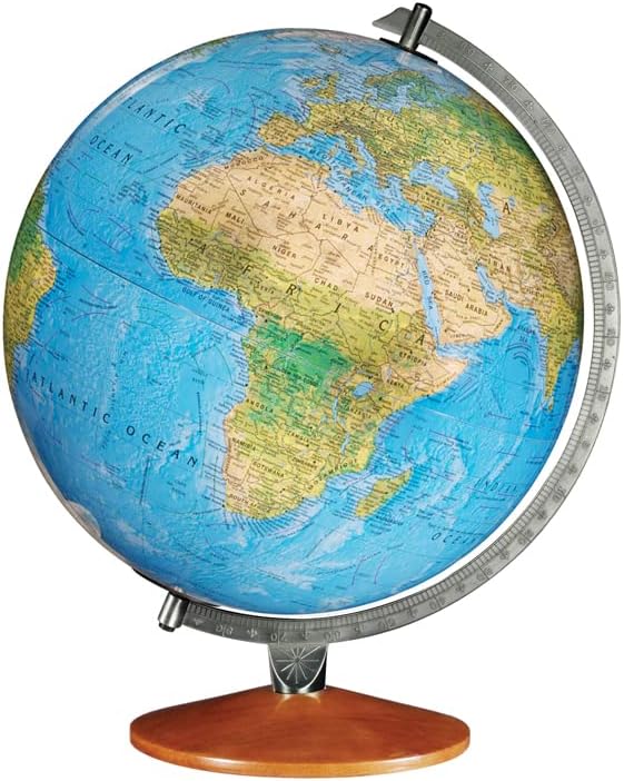 Replogle Illuminated World Globe with Stand, 12 Inch diamteter light up globe with 3-D Raised Relief Texture. Perfect for Children And Kid's Classroom and home Decor, Made In USA