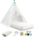 Teepee Tent for Kids with Inflatable Airbed, String Lights, Balloons, Pump, Washable Slumber Party Tent with Size 65"x51"x71", Playhouse Tent for Playtime and Sleepover