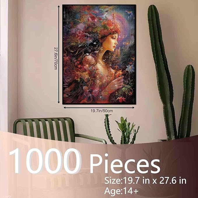Tucocoo 1000 Piece Jigsaw Puzzles for Adults Fantasy Woman Painting Jigsaw Puzzle Beautiful Fairy Girl 1000 Pieces Puzzles for Challenging Family Activity Game Colorful DIY Puzzle Wall Decor Gifts