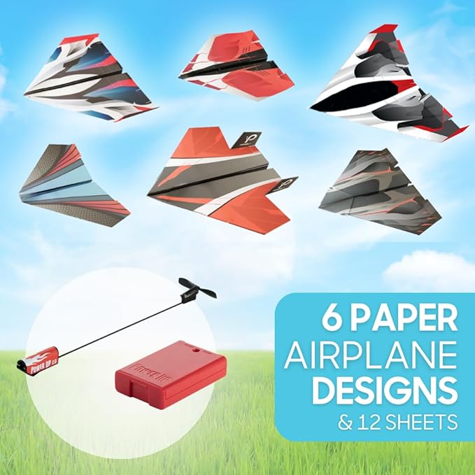 POWERUP 2.0 Paper Airplane Conversion Kit | Electric Motor for DIY Paper Planes | Fly Longer and Farther | Perfect for Kids & Adults | Ready to Use Aeroplane Engine Kits | 2.0 Multicolor