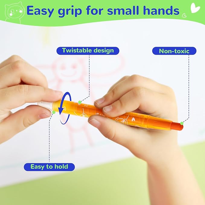 M&G 24 Colors Washable Non-Toxic Crayon Set for Toddlers Children Coloring, Twist Crayons for Kids Toddlers, Art Supplies for Coloring Book for Gifts and School Projects