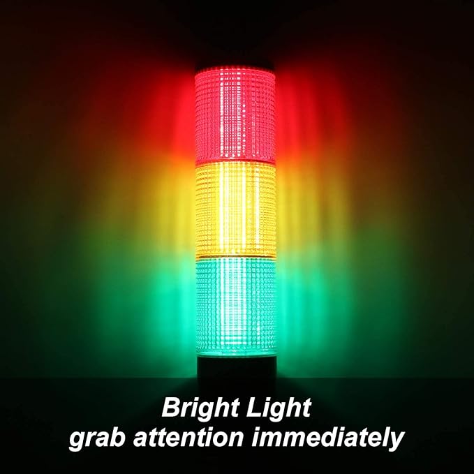 12V LED Tower Stack Lights, Industrial Warning Signal Lights Tower Lamps, Facility Safety Signal Indicator, LED Andon Light (DC 12V/2 Layers/No Sound)