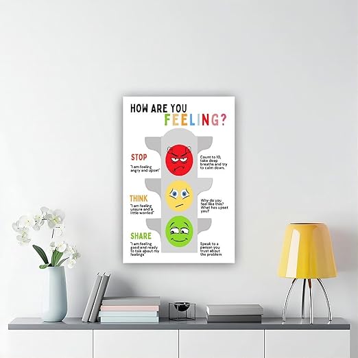 XIANF Self Regulation Traffic Lights Management Classroom Poster, Social Emotional Learning, Feelings Emotions Canvas Poster for Classroom School Therapy Room Unframe:24x36inch(60x90cm)
