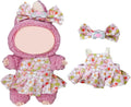2-Piece Clothes for Labubu (NO Doll), Handmade Liberty Fabric Dress and Bow Set for 17CM Dolls, Cute Outfit Accessories (PAYSANNE-Blossom)