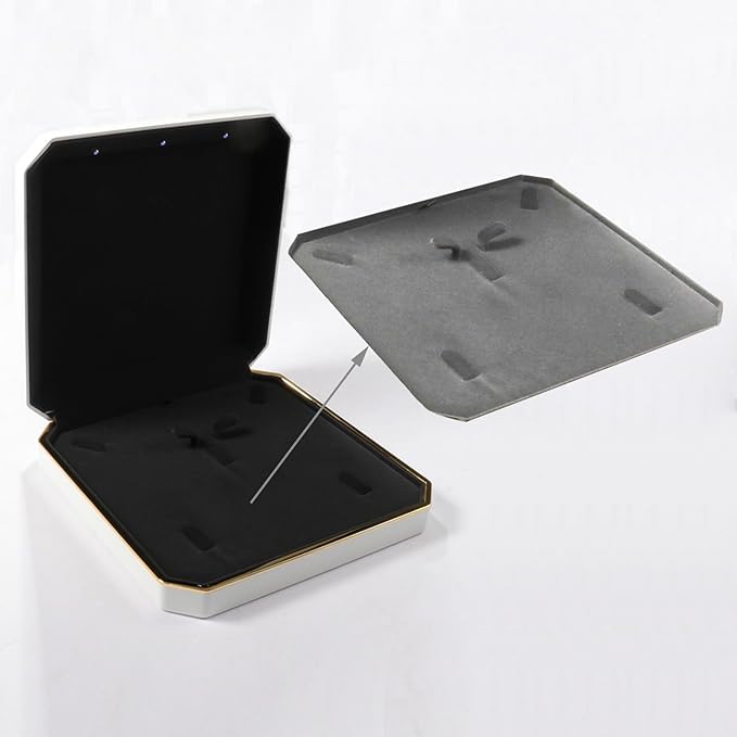 HSLFUAI Large Necklace Box, Necklace Gift Box with Led Light,Jewelry Box for Necklace,Jewelry Gift Box for Wedding, Birthday, Valentine' Day, Mother'S Day, Christmas