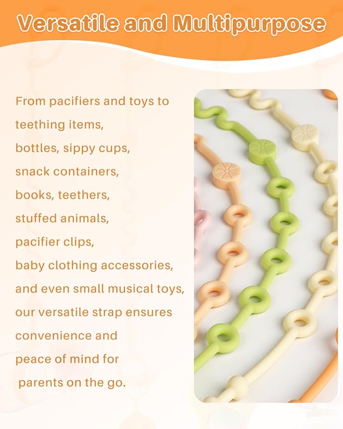 Toy Straps for Baby, 5pcs Adjustable Toy Holder for Stroller Accessories, Silicone Baby Tether Pacifier Clip, No Throw Baby Travel Essential Leash for High Chair, Car Seat (5 Pack Macaron)