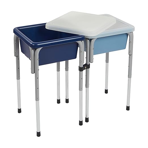 ECR4Kids 2-Station Sand and Water Adjustable Play Table, Sensory Bins, Navy/Powder Blue