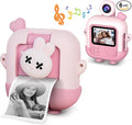Kids Camera Instant Print with Cartoon Silicone Cover, Digital Mini Camera for 3 4 5 6 7 8 9 10 11 12 Year Old Boys Girls Birthday Chirstmas Toys Gifts - Personal Video Players (Bunny Pink)