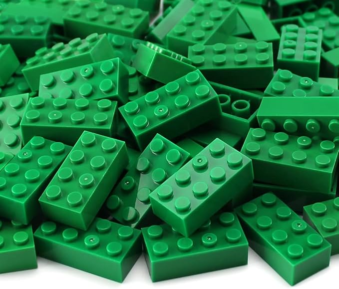 Feleph 100pcs 2x4 Bricks Green Building Classic Pieces Parts Creative Play Blocks Set Toy Accessories Combine with 3001 Major Brick Brands
