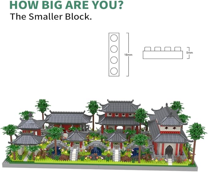 Architecture Chinese Style of Suzhou Garden,Set 3 Backyard, Micro Block,Classical Famous Building Block Set,Asian Cultures,3988 PCS for Adults and Teens