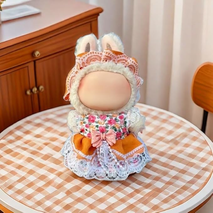 Clothes Set for Dolls 17cm (No Doll), Handcrafted Cute Clothes with Exquisite Accessories for Dress Up Unique Chic Style (Yellow)