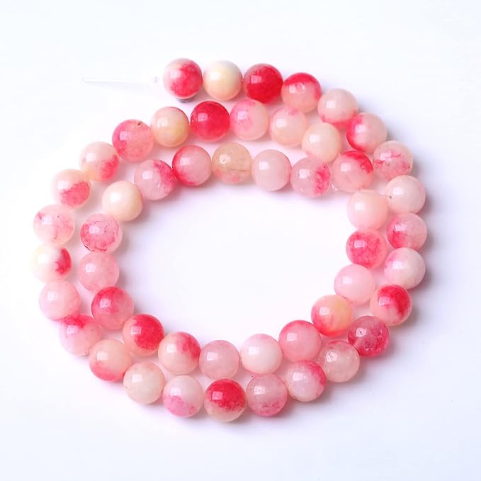 90PCS 8MM Pink Tourmaline Jade 2 Strands Stone Beads for Jewelry Making DIY Bracelet Necklace