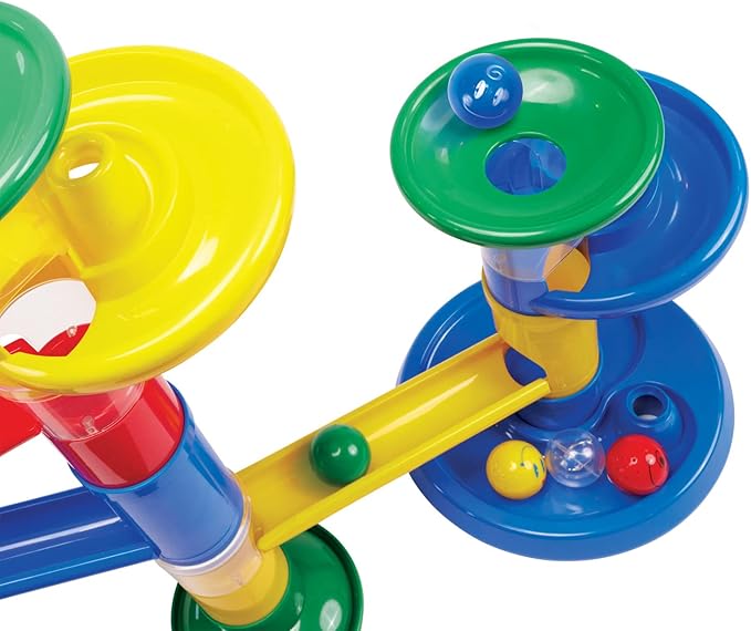 MindWare Junior Marble Run - My First Marble Run Set - Toddler Building Game - Marble Maze Toddler Building Toy Set with Oversized Marble Track Pieces and 5 Giant Marbles for Kids 12 Months and Up
