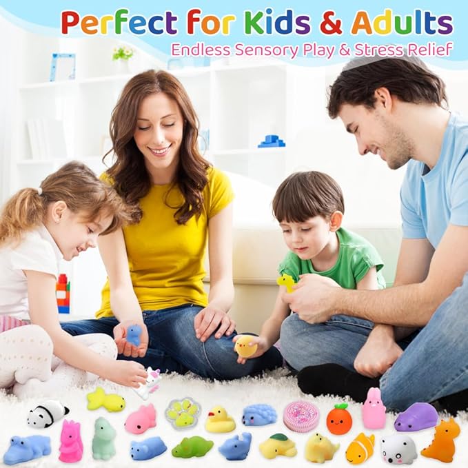 80PCS Party Favors for Kids 4-8 8-12 Kawaii Mochi Squishies Fufu Squishy Slow Rising Sensory Fidget Toys Bulk for Classroom Prizes Set Valentine Goodie Bags Halloween Buckets Easter Eggs Cheap