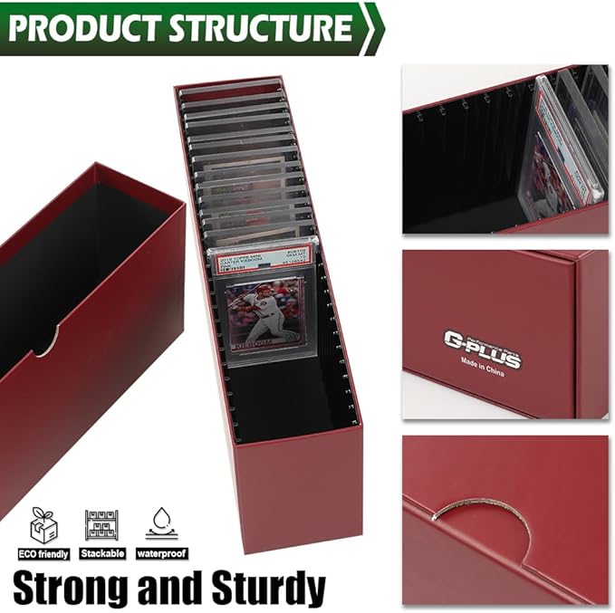 GRAND ORANGE Slotted Graded Card Boxes Slat Storage Boxes Red Hold 26 PSA Graded Cards