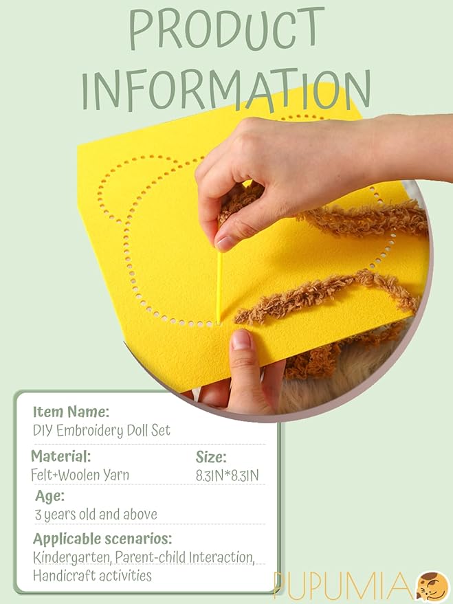 PupuMiao Sewing Kit for Kids DIY Embroidery Sewing Kit Cute Animal Sewing Projects Easy Crafts with English Instructions, Perfect for Beginners, Girls Boys Ages 4-12 (Kitty+Frog+Lion+Elephant)