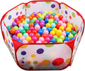 EocuSun Kids Ball Pit Large Pop Up Toddler Ball Pits Tent for Toddlers Girls Boys for Indoor Outdoor Baby Playpen w/Zipper Storage Bag, Balls Not Included (ARed)