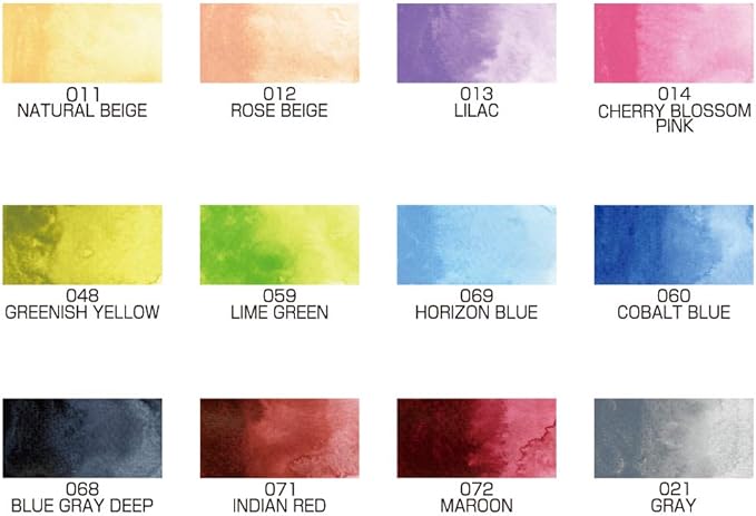 Kuretake GANSAI TAMBI Watercolor Paint Set 12 Colors Set - Nuance Color, Professional-Quality, for Artists, Beginners, kids, Non-Toxic, Made in Japan