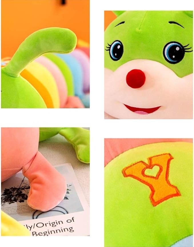 Multicolor Caterpillar Stuffed Animal Big Hugging Pillow Cute Plush Soft Pillow Doll,Giant Plush Toy,Gifts for Girl Boy Babies Birthday (51.8inch/130cm)