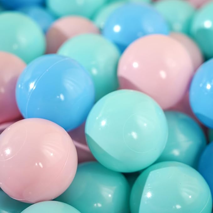 Ball Pit Balls Pack of 100 200 500 - Star and Round Set BPA Free Phthalate Free Non-Toxic Crush Proof Play Balls Soft Plastic Balls for Toddlers Baby Kids Birthday Pool Tent Party